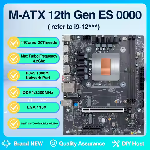 M-ATX 12th Kit Interposer i9 ES 0000 CPU Motherboard Combo(refer to i9-12***)14C20T DDR4 RAM PCIe2.0x8 Office PC DIY Desktop