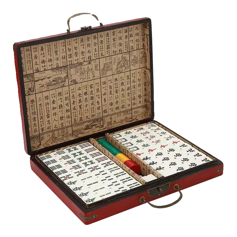 Retro style antique mahjong box English overseas mahjong