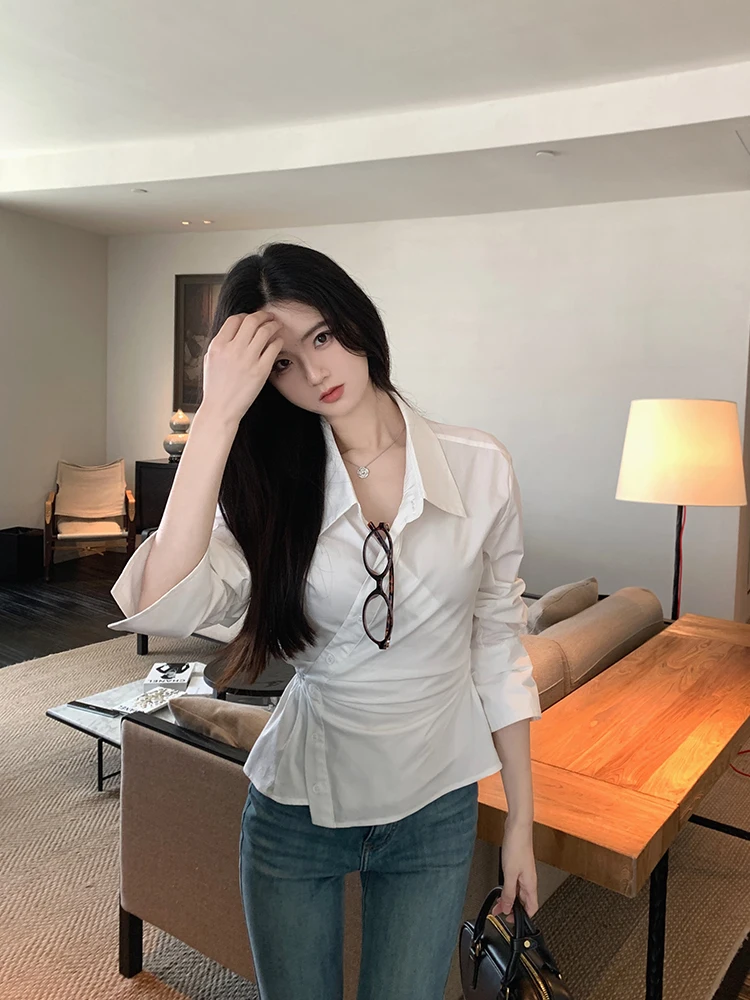 

Женская приталенная рубашка Famouswang с длинным рукавом, дышащая, для повседневной носки, модный дизайн, новинка весенней коллекции