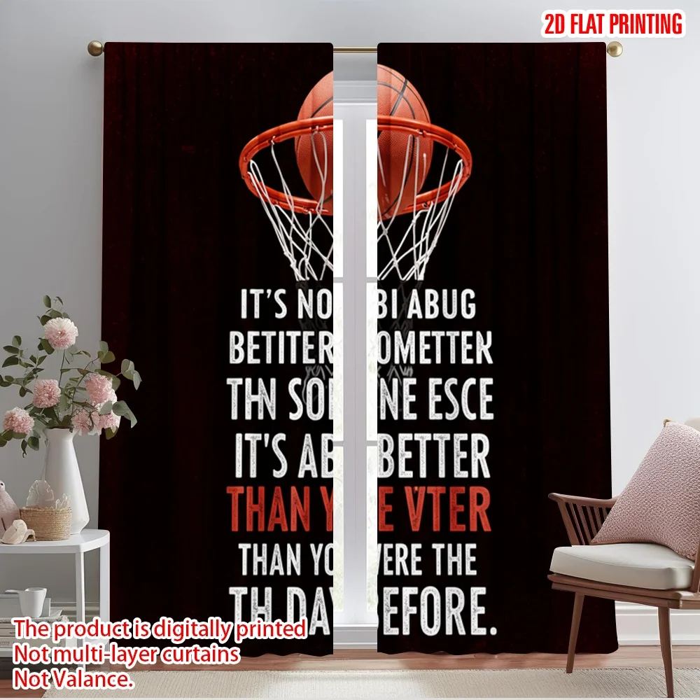 

2pcs 2D flat printing Drapes Basketball Net Score Motivation Polyester Fabric Without Electricity Festive Holiday Perfect for