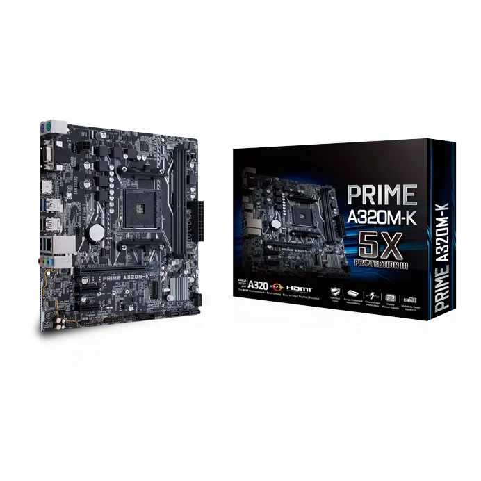 USED PRIME A320M-K AM4 Motherboard With DDR4 3200MHz, 32Gb/s M.2, SATA 6Gb/s, USB 3.0 Micro-ATX Motherboard