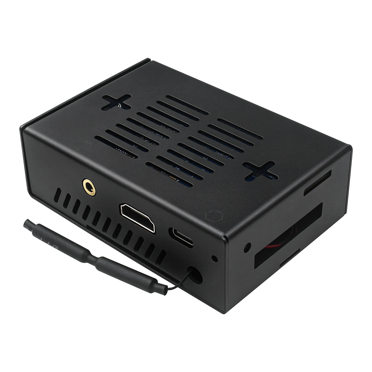 Orange Pi 4 Pro Metallgehäuse Schwarze Schutzbox mit Kühlventilator für Orange Pi 4 Pro Einplatinencomputer Antenne Optional – Detail 2