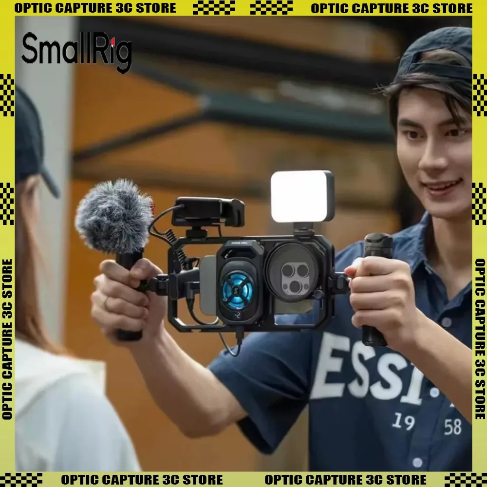 

SmallRig All-in-One Thermal Live Streaming Filming Dual Handle Phone Cage Kit w 15W Cooling System 4-in-1 Hub Enhances Stability