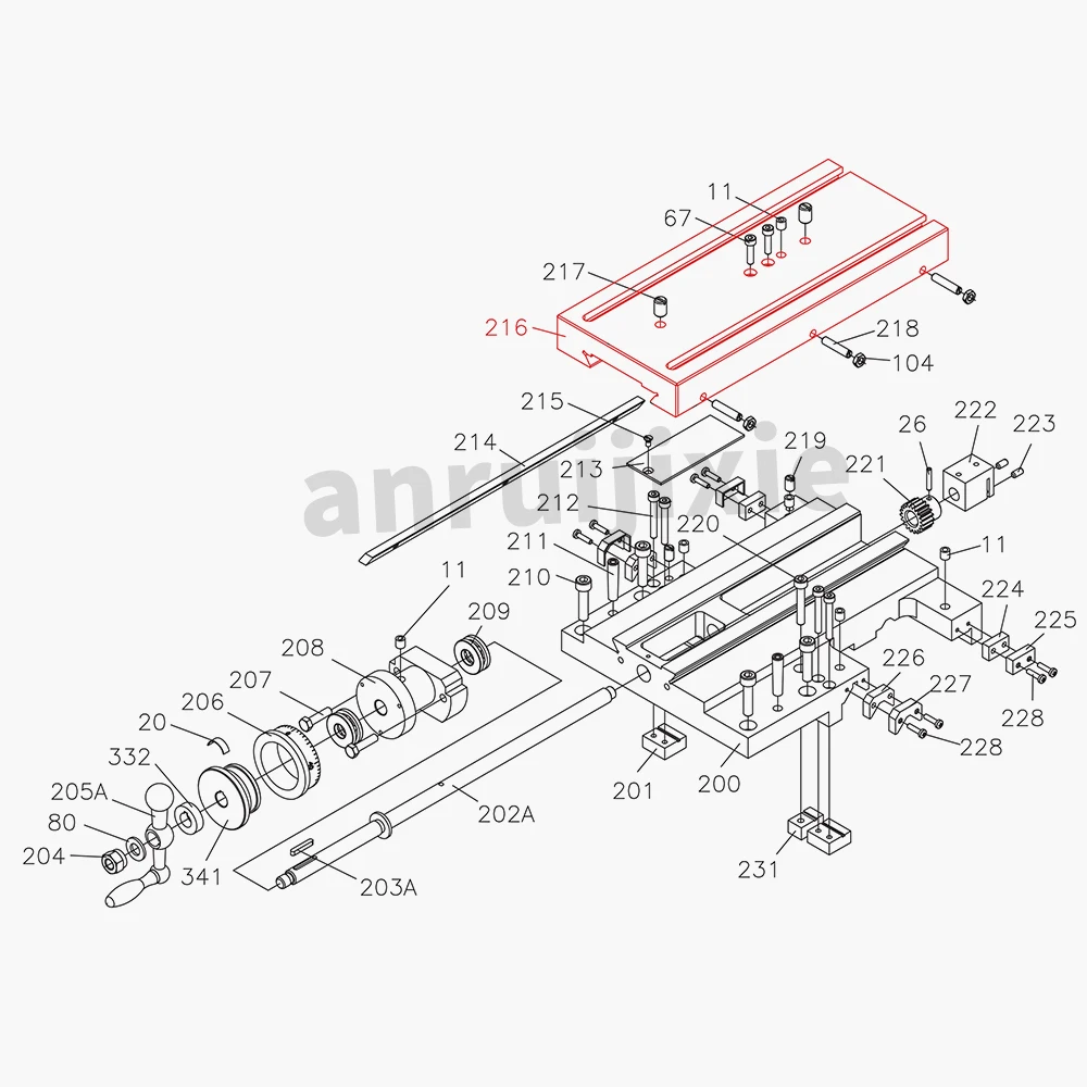 Glissière transversale, dégager centrale pour SIEG SC4, pièces de rechange pour mini-tour de bricolage