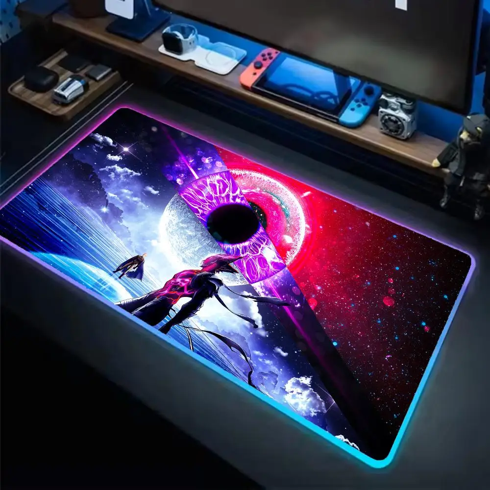 ONE PUNCH MAN Muismat Anime Gaming Muismat LED Tafelpads Backlit Rubber Desktop XXL RGB Bureaumatten