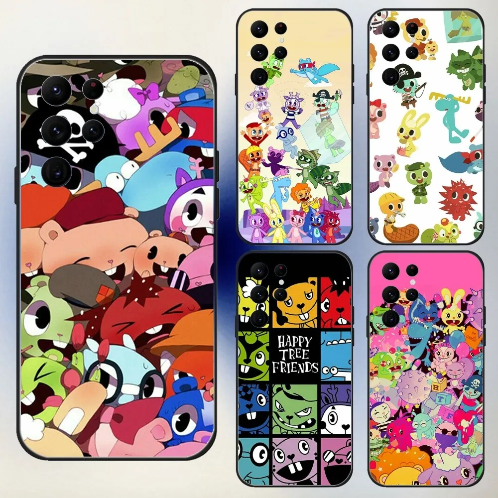 H-Happy Tree Friends Phone Case For Samsung S24,23,22,30,21,10,9,Ultra,Plus,Lite,FE,5G Black Soft Case