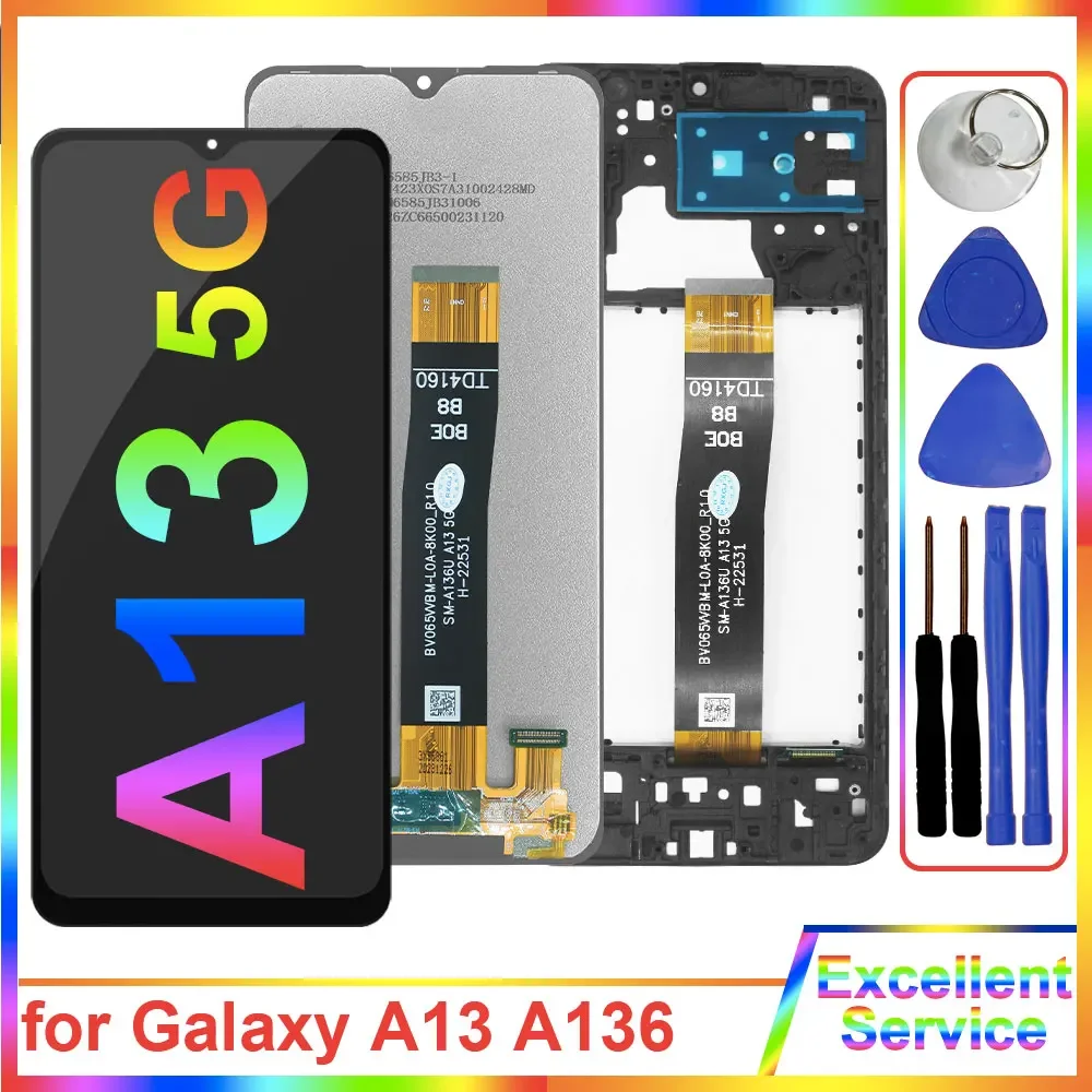 Tested Screen for Samsung Galaxy A136 A136B A136U LCD Display Touch Screen Digitizer Replacement for Samsung A13 5G A136U LCD