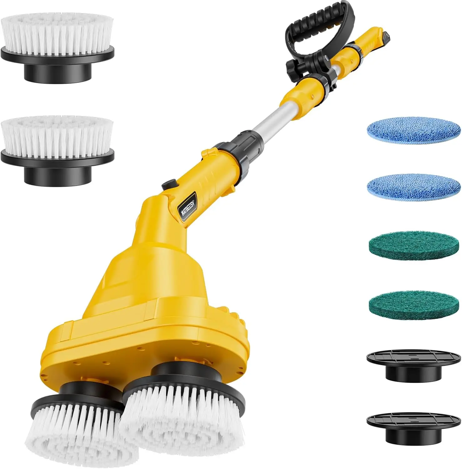 2 in 1 Electric Spin Scrubber Compatible with DeWalt 20V Battery(Tool Only), Dual-Head Power Scrubber, 680/1200 RPM, 45° Adjusta