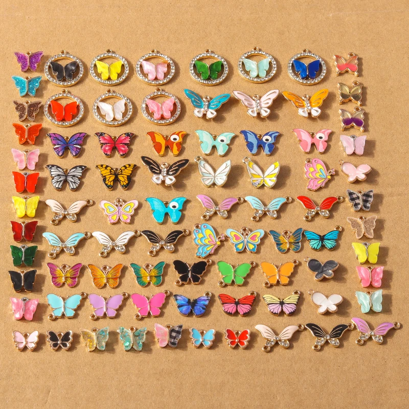 10pcs Enamel Colorful Butterfly Charms Pendants for Earrings Necklace Bracelet DIY Jewelry Making Accessories Supplies