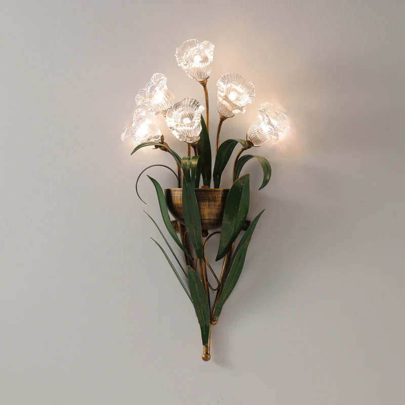 

American bedside wall lamp creative bedroom living room background wall corridor aisle pastoral French Nordic cream wind