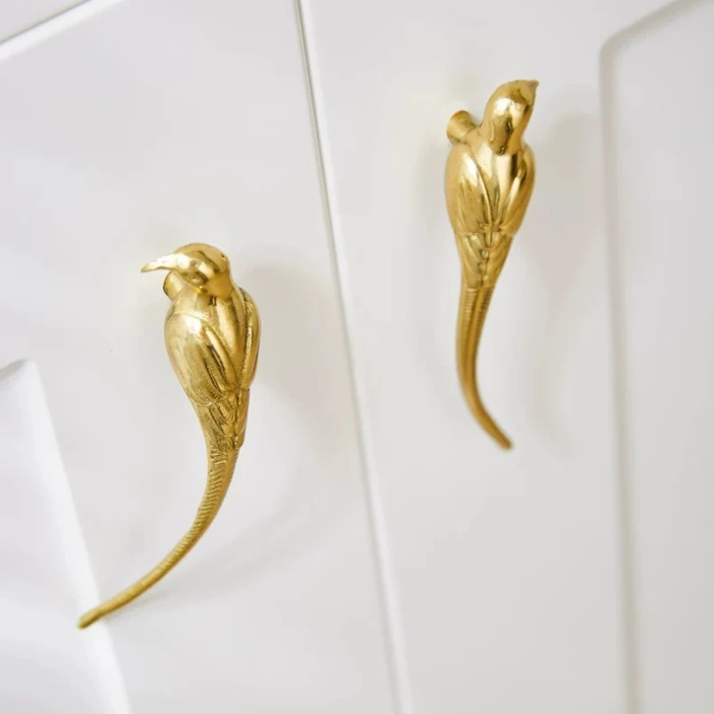 Golden Bird Drawer Pulls-Unique Personalized Wardrobe Handles for Room High-End Creative Design for Kitchen Cabinet Door Drawer