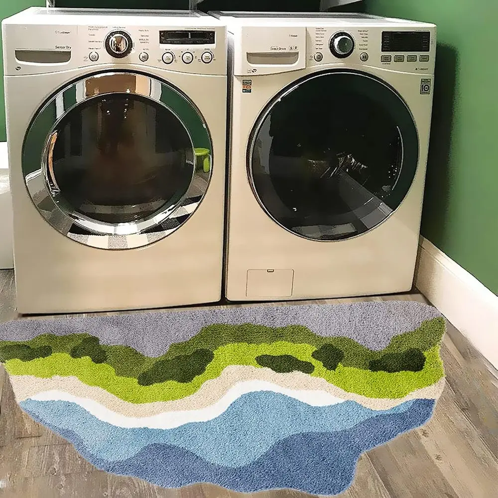 Shag Area Rug Kids Cute Moss River Design Non Slip Washable Floor Runner Rugs Carpet Bedroom Laundry Room Hallway 63''x31.5''
