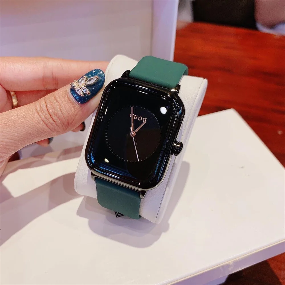 2023 New Fashion Guou Top Brand Good Quality Jelly Color Small Square Simple Silica Gel Women's Quartz Girls Gift Wrist Watch