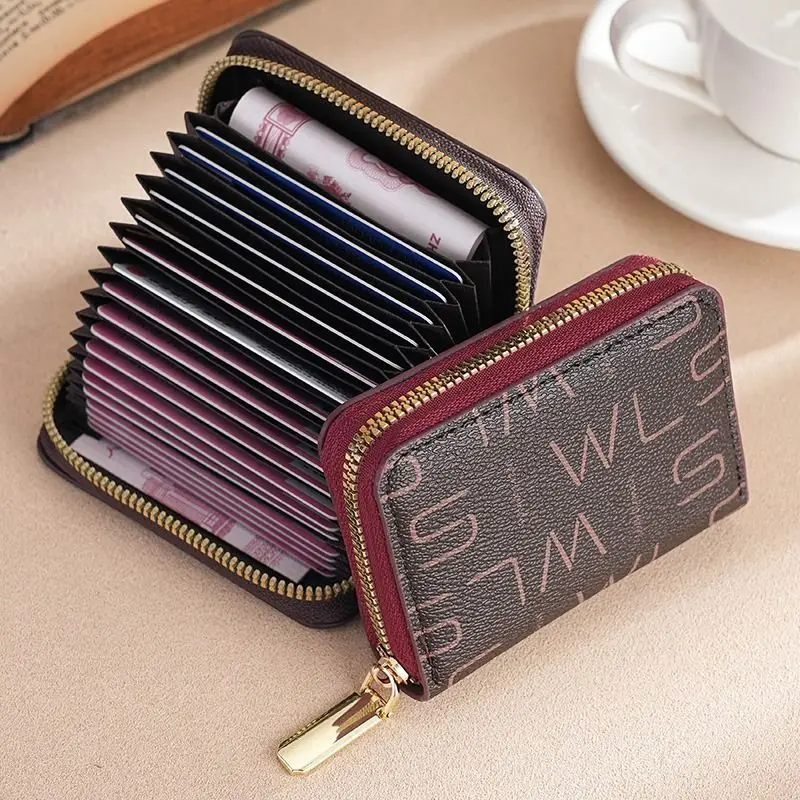 WERLLANDS PU Leather Women Card Holder Multi Slots Business ID Card Wallet Portable Credit Card Case