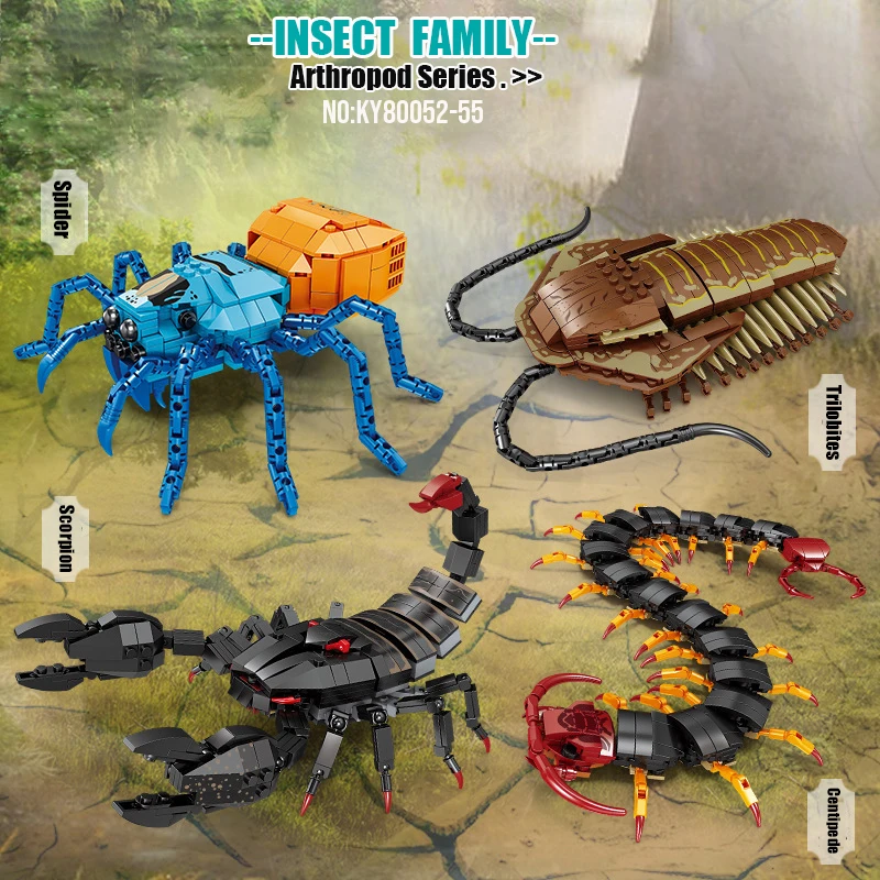 

Animal Insect Centipede Scorpion Spider Trilobites Building Blocks Bricks Set Cognitive Educational Toys for Children Gifts