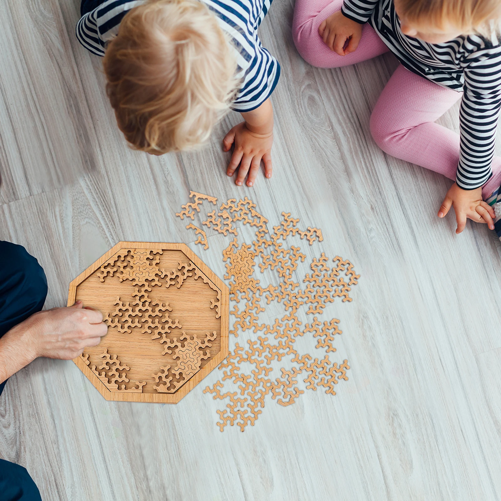 

Wooden Puzzle Game Toy Unique Jigsaw Puzzles Difficult Plaything Brain Teaser Brown Intellectual Gift Christmas