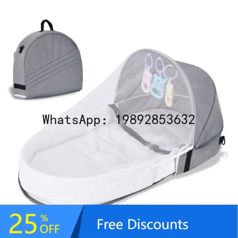 r15Convenient Folding Anti-Pressure Baby Bed Mid-Bed Newborn Baby Travel Crib