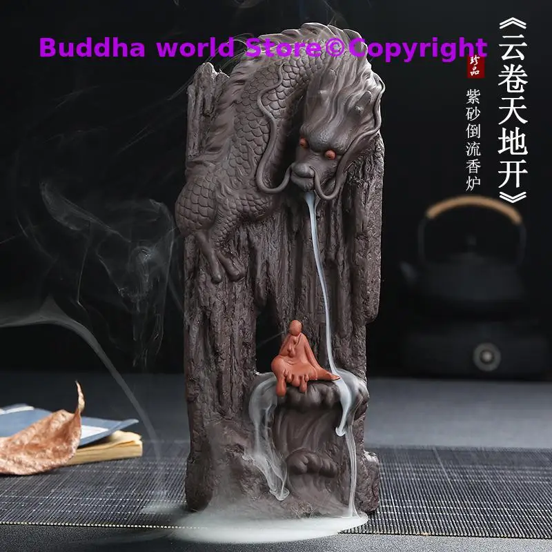 

Buddhism high grade decorative ART exorcise evil spirits GOOD LUCK Dragon Ceramic Christmas Incense FENG SHUI Statue