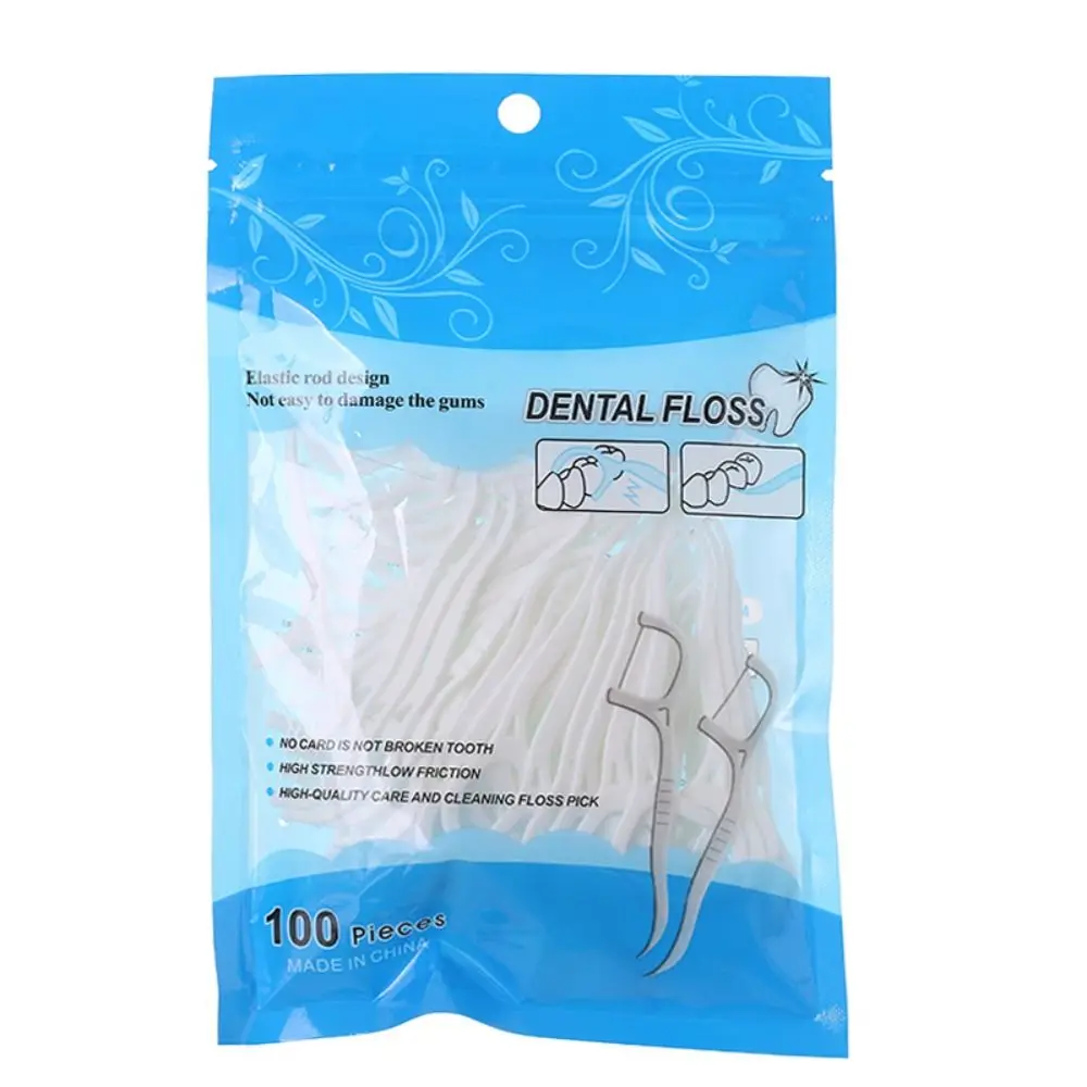 50/100 Pcs/Bag Flat Dental Floss Disposable Double Head Floss Family Pack Ultra-fine Oral Hygiene Care Interdental Brush Men