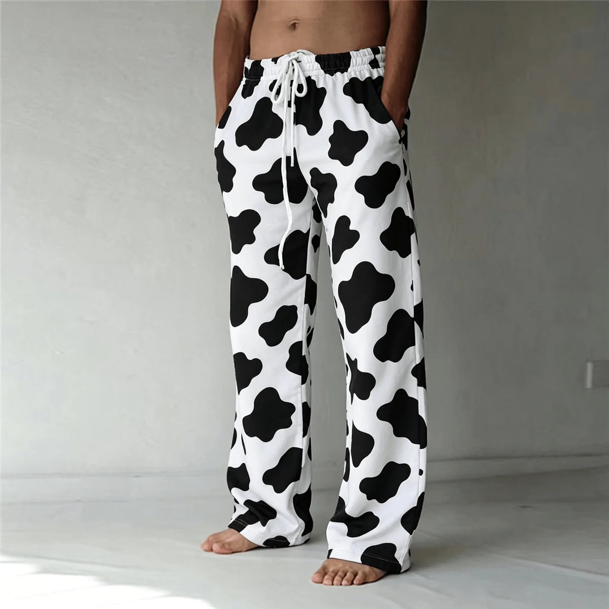 Klassische Herrenhose mit Leopardenmuster und Kordelzug, Retro-Freizeithose mit geradem Bein für Frühling und Sommer – Detail 5