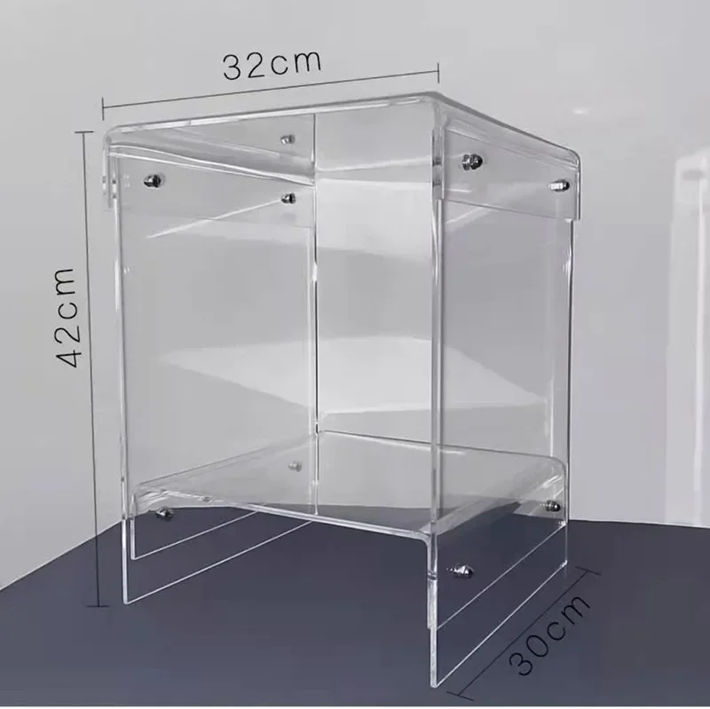 Simple Design Double-layer Coffee Table Ins Acrylic Transparent Bedside Table Side Table Tea Cabinet for Small Apartments