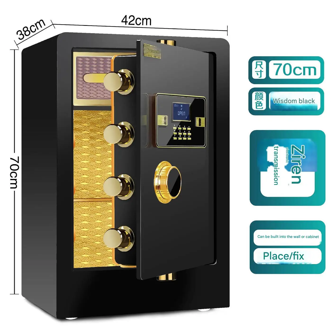 Good Quality Home Anti-theft Electronic Digital Fingerprint Password Cold Rolled Steel Single Door Hidden Safes Different