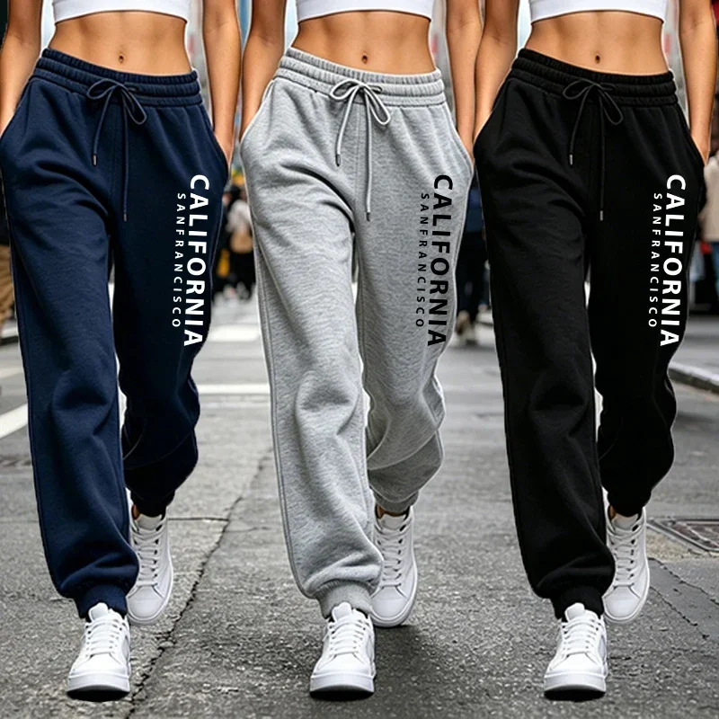 Autumn Winter Quality Elastic Waist Sportswear Women's Sweatpants Casual Jogger Pants Outdoors Fitness Sports Jogging Trousers