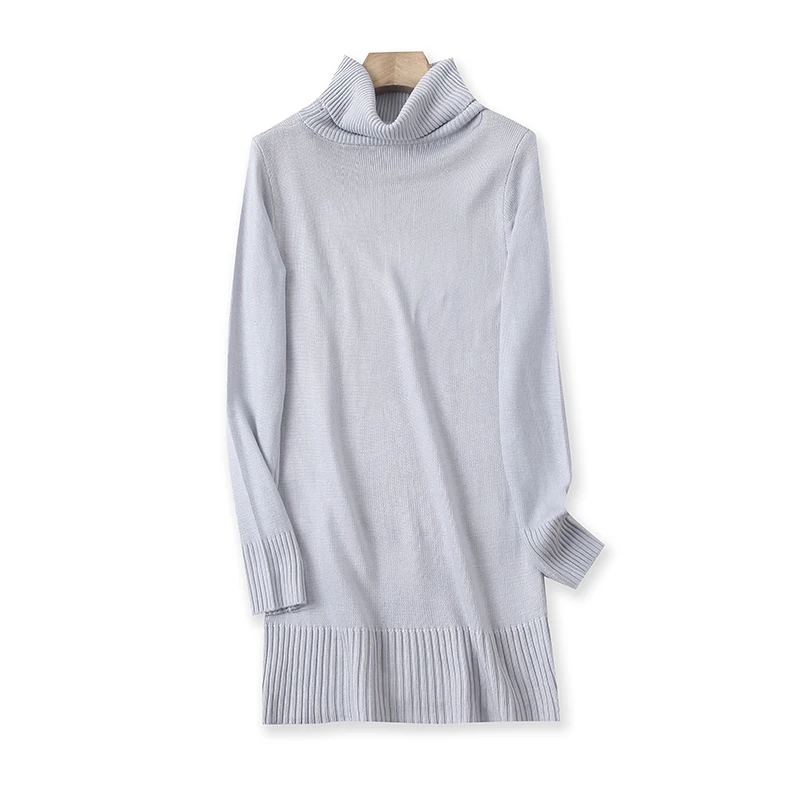 เสื้อไหมพรมถักทรงยาว คอสูง ทรงเข้ารูป สำหรับฤดูใบไม้ร่วงและฤดูหนาว รุ่นใหม่ล่าสุด เสื้อสเวตเตอร์ผู้หญิง สไตล์เรียบง่าย ใส่ได้หลากหลาย ลาย Love And Peace