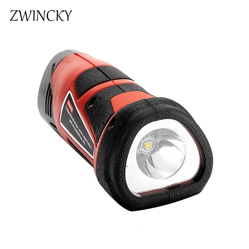 ZWINCKY 3W Electric Torch Portable Worning Light Work Lamp Flashlight LED Work Light For Milwaukee 10.8V 12V Li-ion Battery