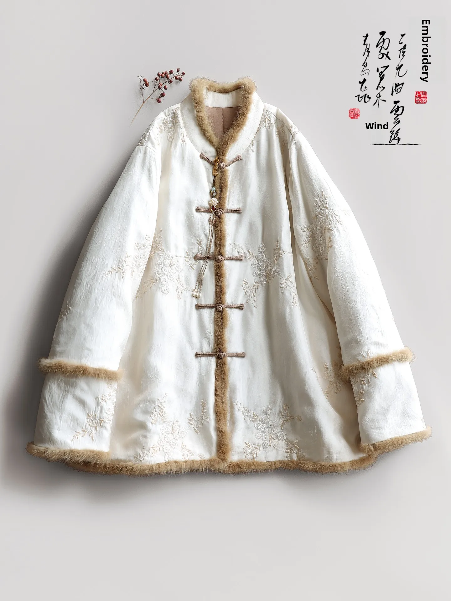 Cloud Str Original Embroidered Chinese Sle Water Rabbit Fur Collar Cotton Top: A Winter Wear Review for Style and Comfort