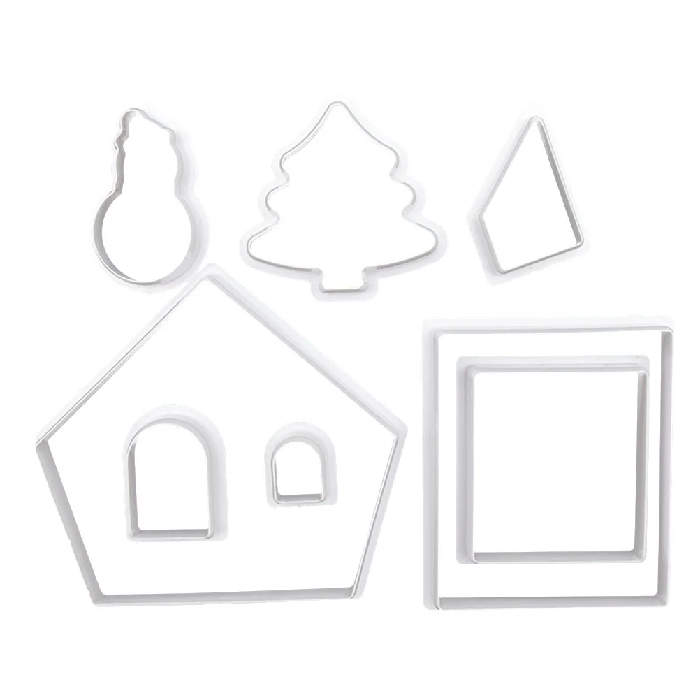 8 Pcs Christmas House Cookie Set Mini Ginger Snowman Plastic Cookie DIY Chocolate Biscuit Mold for Kitchen Cafe