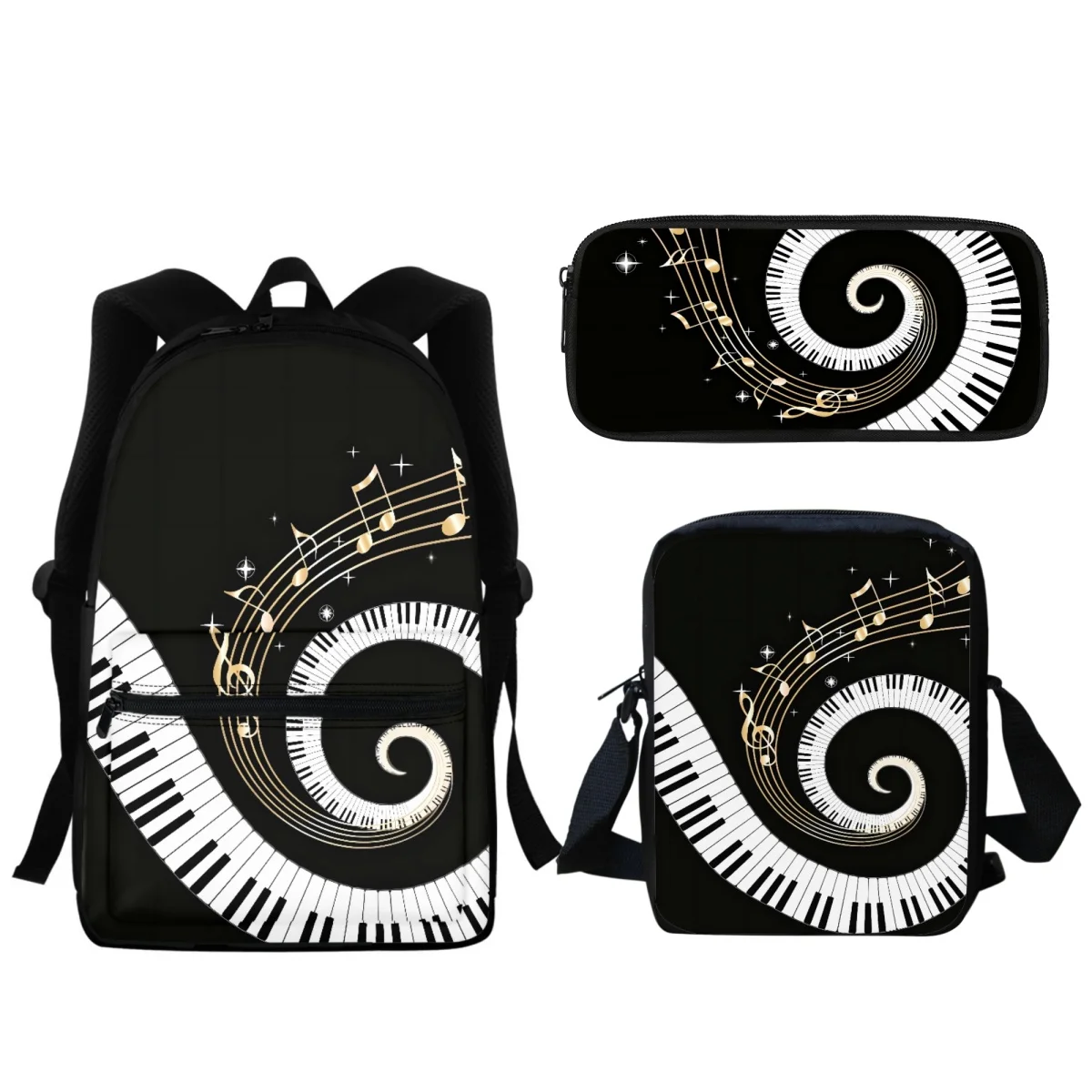 Piano Key Note Design Student School Bag Music Theme Zipper Boys Girls Children Backpack High Quality Messenger Bag Pencil Case