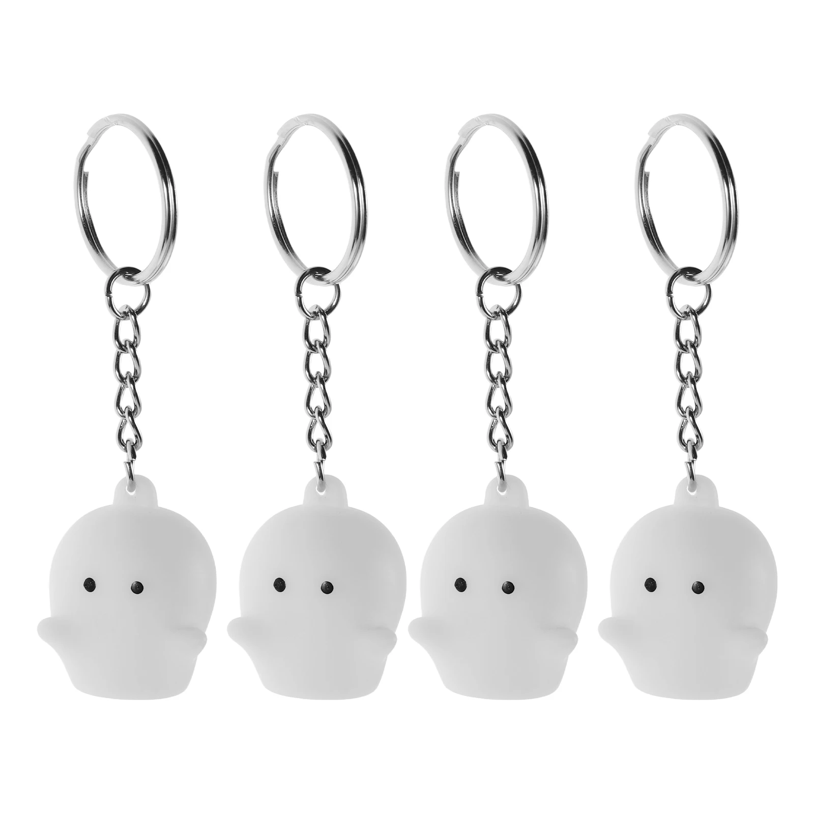 

4 Pcs Luminous Ghost Head Keychain Glow Dark Pendant The Figures Charm Little Glowing Ornament Small Gift