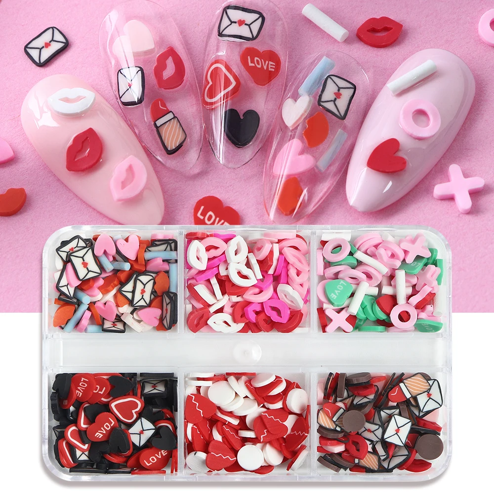 Heart Polymer Clay Cute Heart Clay Slices Sweet Valentine Sprinkles Epoxy Resin Fillings for DIY Crafts Accessories Art Manicure