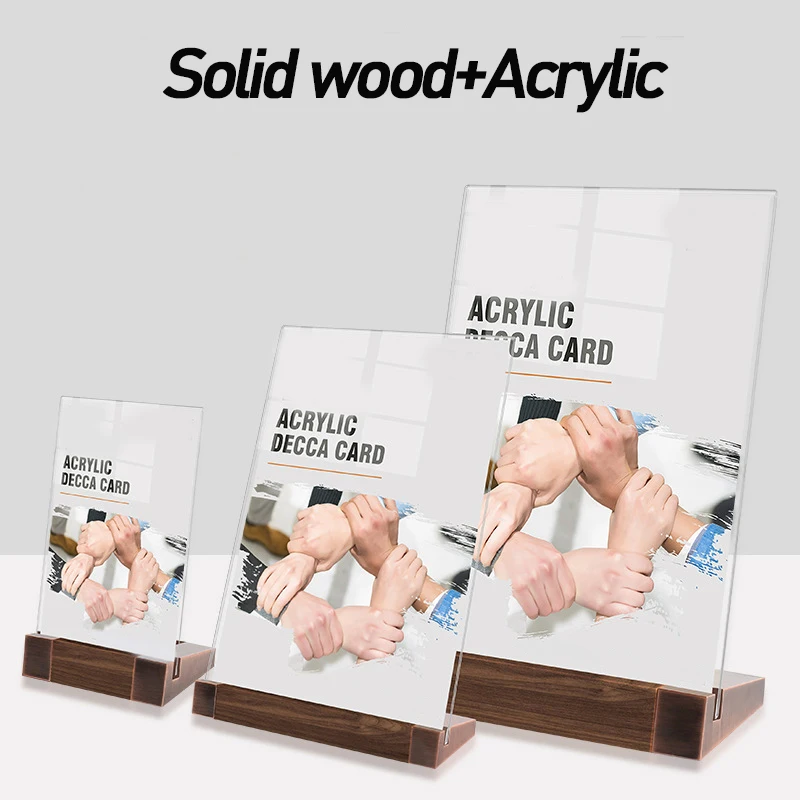 

A4/A5 Solid Wood Frame L-Style Menu Board Acrylic Display Card Board Coffee Price List MenuTable Poster Photo Picture Display