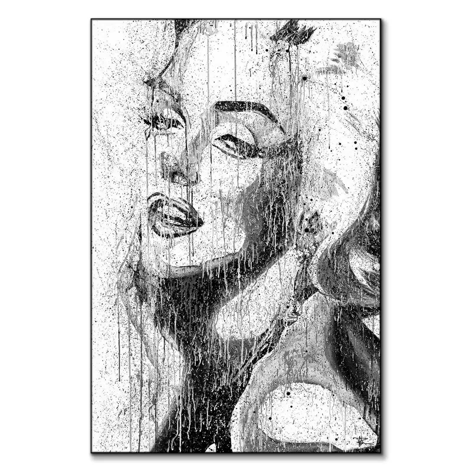 Street Graffiti Marilyn Canvas Art Painting with Frame Black White Hip Hop Singer Tupac Poster Crown Man Figure Portrait Picture