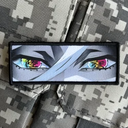 Douma Eyes Morale Badge Anime Kimetsu No Yaiba personaggio Patch Hook and Loop Printing zaino tattico Demon Slayer Sticker