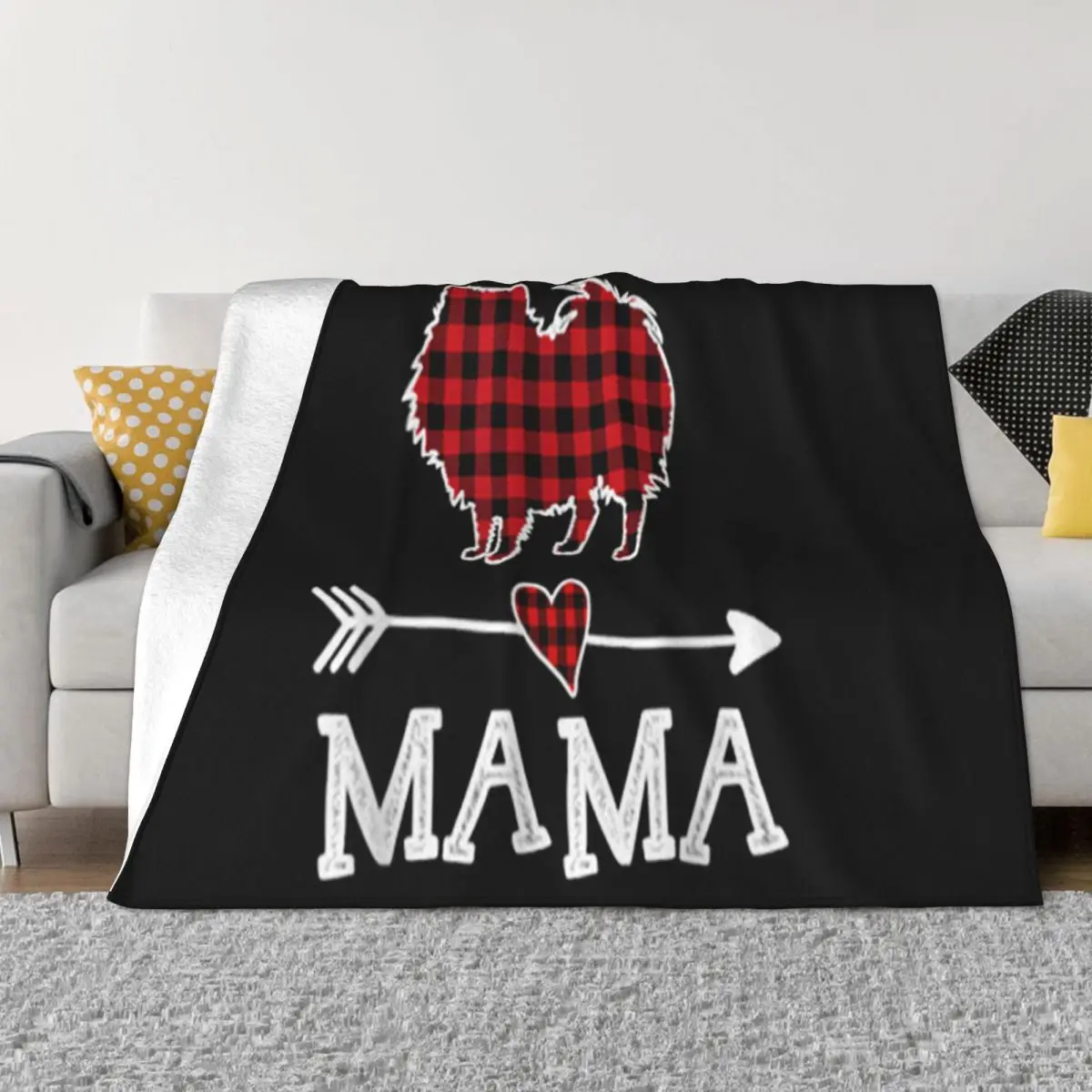 Original Womens Red Plaid Mama Pomeranian Dog Mom Buffalo Pajama Better Music Man Throw Blanket