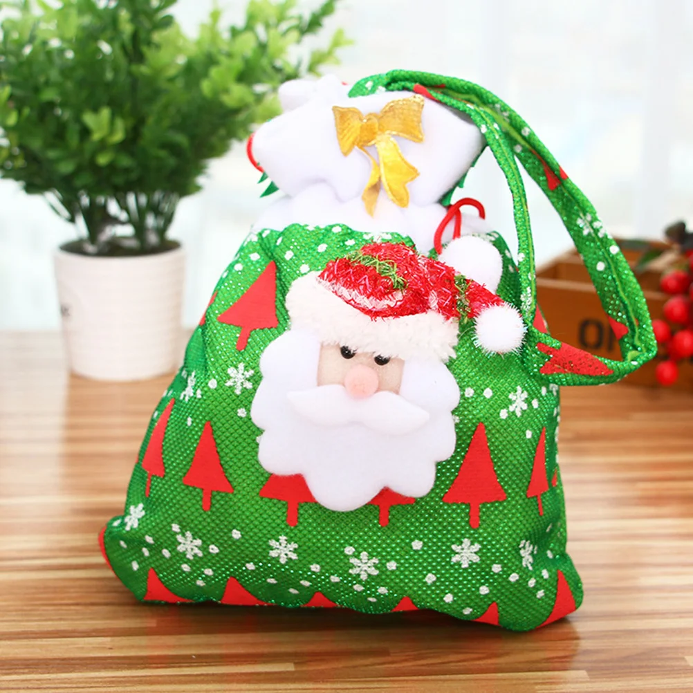 

Christmas Candy Bag Green Santa Non-Woven Fabric Portable Handbag Candy Pouch Gift Party Decoration Christmas Gift Bags