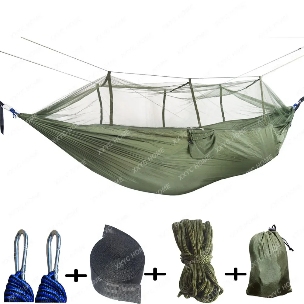 Outdoor Mosquito Net Hammock Camping with Mosquito Net Ultralight Nylon Double Army Green Camping Aerial Tent