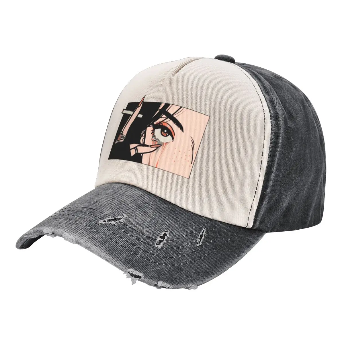 Crying Girl With Cigarette Baseball Cap Icon Hat Beach Sunscreen For Women Men's