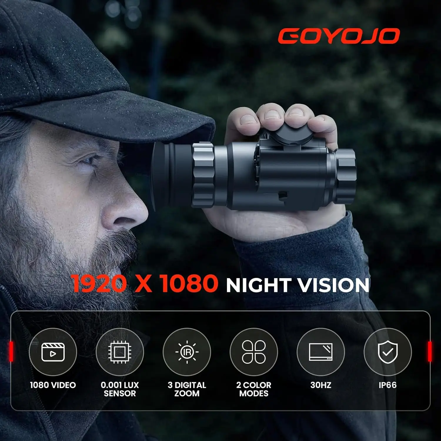 GOYOJO Night Vision Goggles- NVG10 Night Vision Scopes with Photo and Video Shooting, NVG Digital Vision Distance 200M for Outdoors, Camping