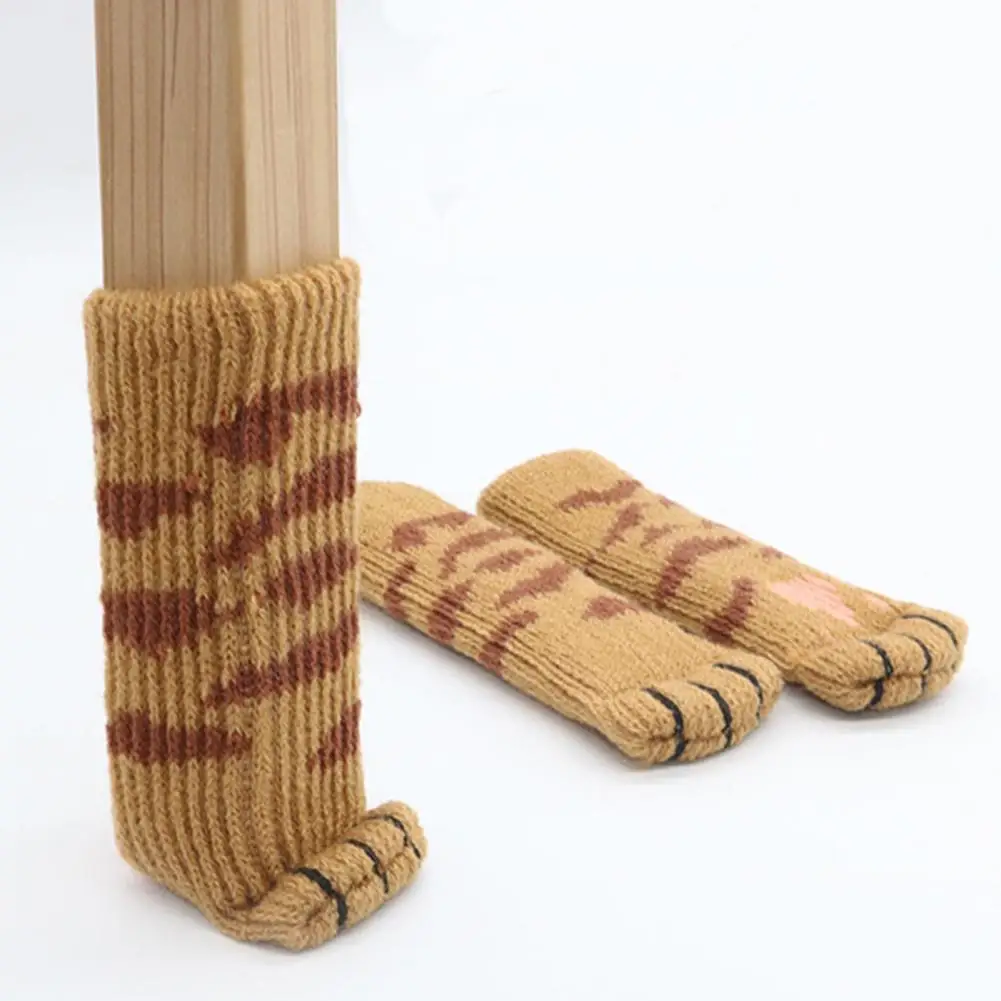 Furniture Foot Cover Chair Foot Cover 4pcs Cat Paw Chair Leg Covers Knitted Furniture Feet Protectors Non-slip for Hardwood