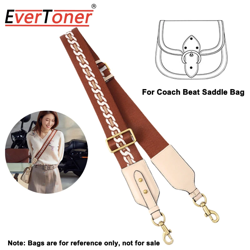 EverToner For COACH-BEAT Saddle Bag Adjustable Replacement Wide Shoulder Strap Canvas Splicing Leather Bag Accessories