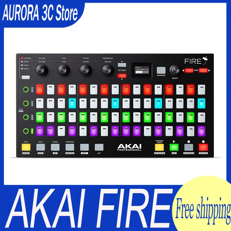 Akai Professional Akai Fire Keyboard Striking Pad Fire Fl Studio Controller Oled Screen Rgb Striking Pad Fire Custom Music Gifts