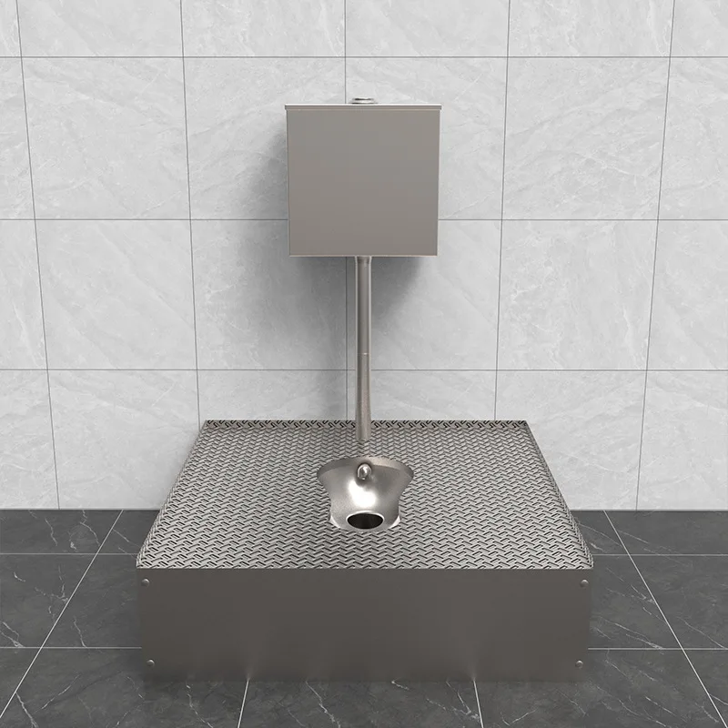 Large panel squatting toilet, stainless steel squatting toilet with water tank S-bend base