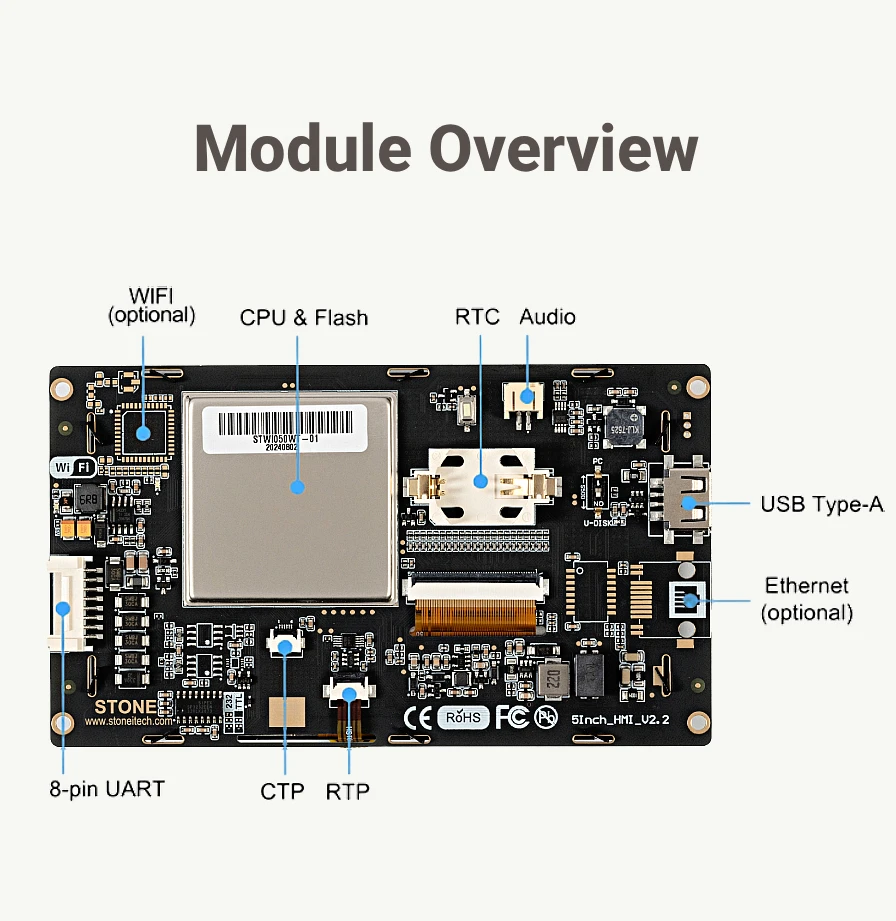STONE I 3,5-10,4 Zoll HMI-Displaypanel TFT LCD ohne Touchscreen für RS485 Cortex A8 1GHz für Arduino 256M Flash-Speicher – Detail 2