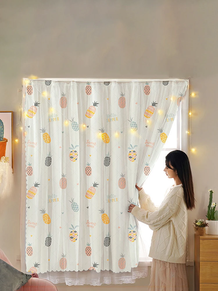 

Простая современная оконная занавеска для спальни с волшебной лентой, без перфорации, простая установка, светло-кровнированный продукт, полиэстер...