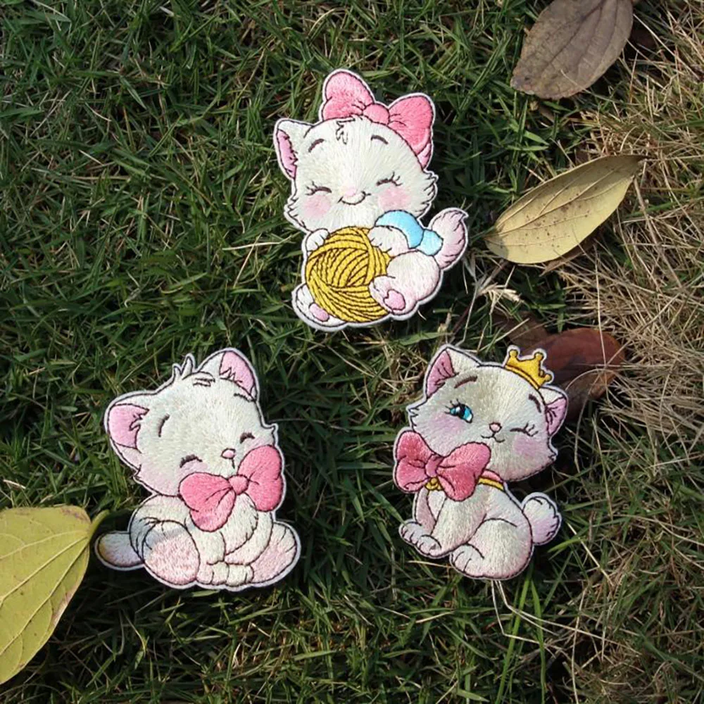 Super Cute Bow Cat Embroidery Repair Patches Bag Jacket Jeans Iron On Parch for Clothes Down Jacket Sticker