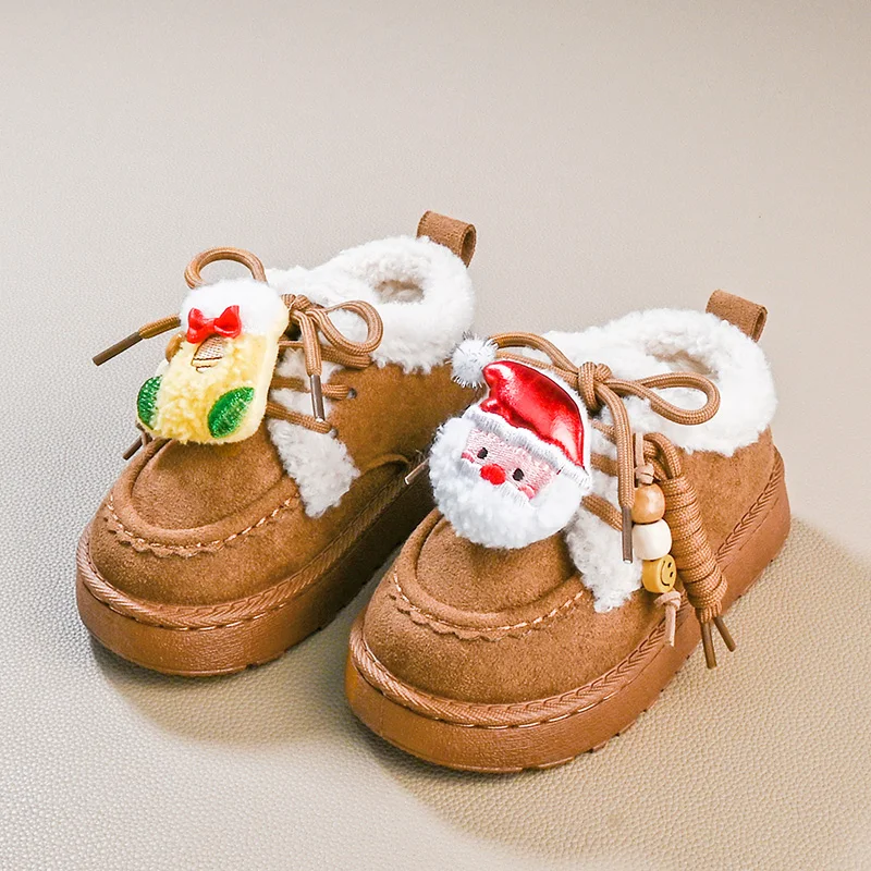 

Children's Cotton Shoes Winter New Cute Santa Claus Girls Fashion Snow Shoes Christmas Party Versatile Kids Causal Plush Shoes